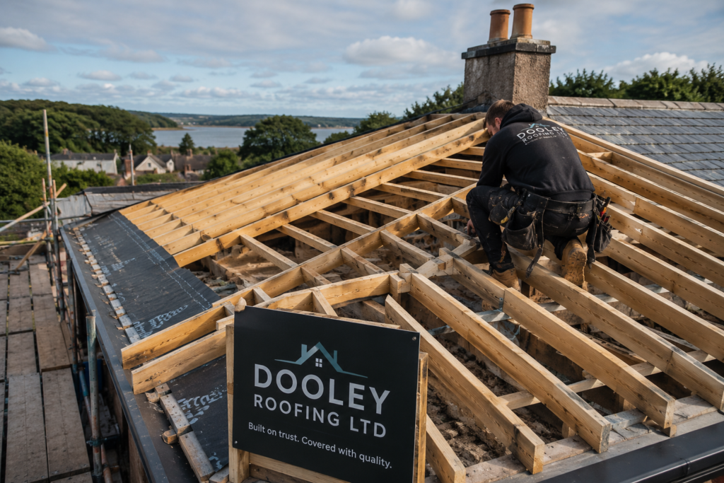 Current image: open roof construction services dooley roofing ltd